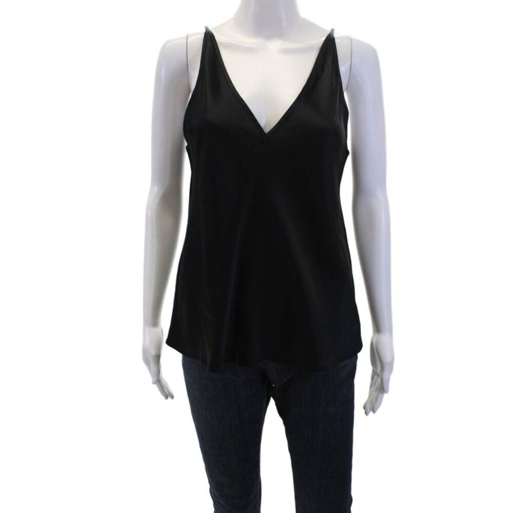 J Crew Womens Textured V-neck Sleeveless Tank Top Black Size S